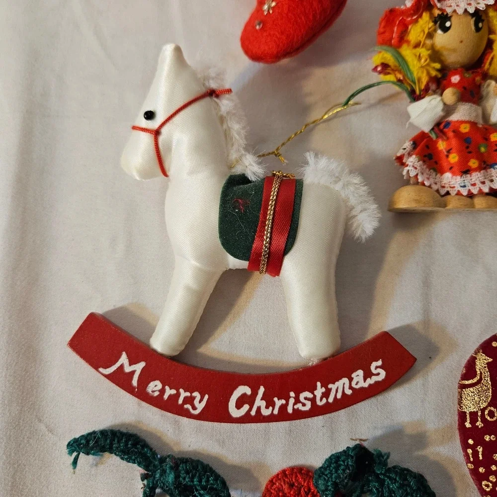 Vintage Christmas Ornament Lot Mixed Retro Santa Snowman Hearts 30pc Set
